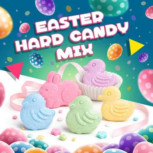 Vista 3 de Dulces de Pascua Bolsa de 1 libra Dulces de patos, pollos y conejitos para huevos y cestas de Pascua Caramelos duros con sabor a frutas
