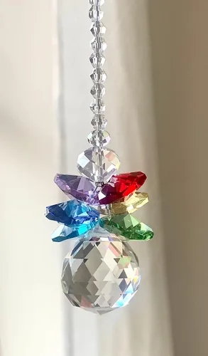 Vista 4 de Joy and Happiness, Archangel Jophiel, Suncatcher, Crystal Guardian Angel, Rear View Mirror Car Charm, Travel Protection, Rainbow Maker, Crystal Ball