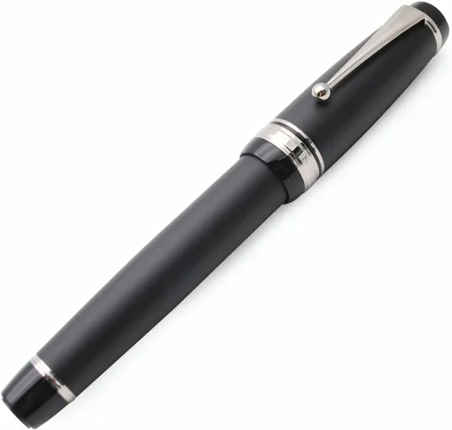 Vista 17 de Pluma estilográfica grande de metal, plumilla mediana de 0,7 mm, incluye convertidor de tinta y 5 cartuchos, acabado brillante pintado al piano Negro
