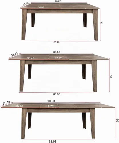 Vista 2 de WILLIAMSPACE Mesa de Comedor Extensible de Madera de 106" para 8 a 12, Mesa de Cocina Rectangular Rústica Campestre, Mesa de Comedor Grande