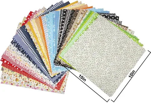 Vista 2 de Paquete de 50 piezas de tela de algodón artesanal de 10 x 10 pulgadas, juego de tela de acolchado y patchwork
