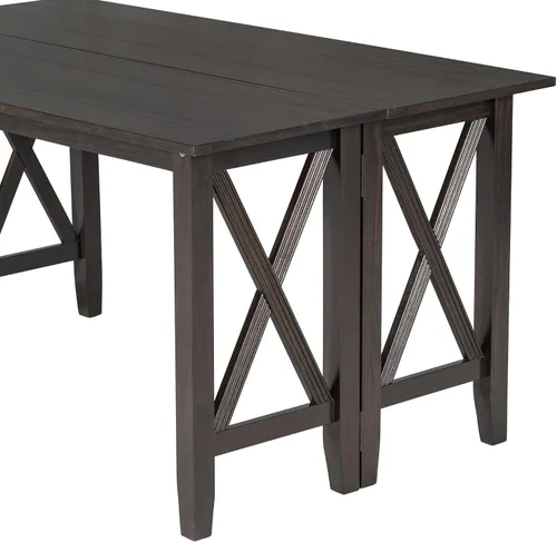 Vista 177 de Juego de mesa de comedor vintage de 6 piezas, juego de mesa de comedor de cocina de madera maciza con 4 sillas ergonómicas acolchadas y banco, mesa