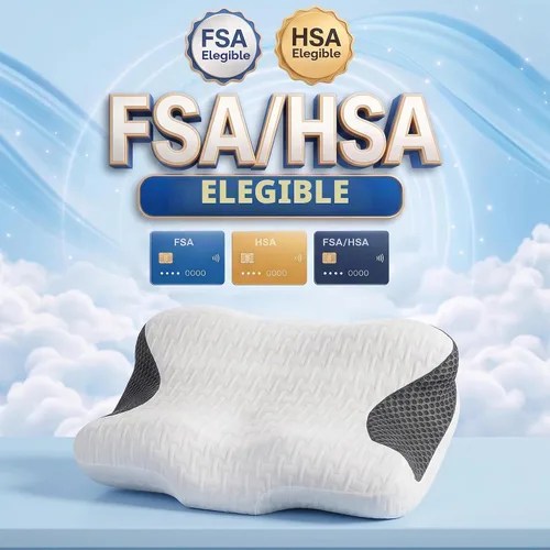 Vista 12 de Almohada CPAP Elviros HSA/FSA para dormir de lado y boca abajo Blanco