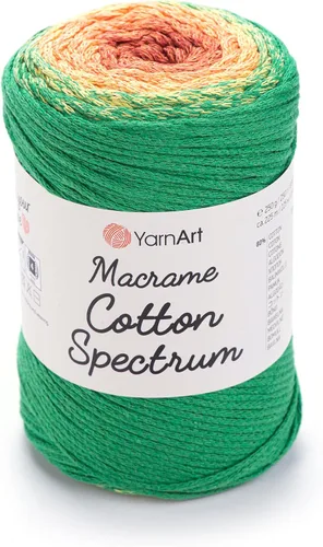 Vista 29 de YarnArt Macramé de Algodón Spectrum – Cuerda Multicolor 80% Algodón – 8.8 oz (250g), 246 yardas (225m) – Cuerda Colorida para Nudos, Tejido 512.2 in