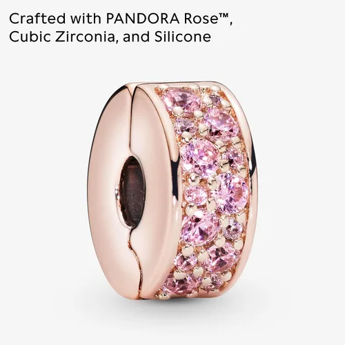 Vista 3 de PANDORA Joyería rosa brillante con clip de elegancia de circonita cúbica en rosa Metal Silicona Circonita cúbica