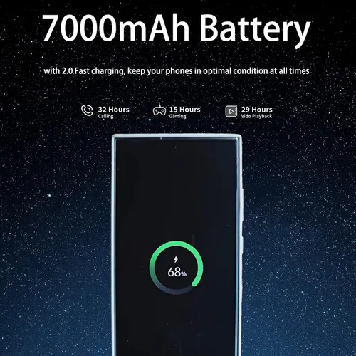 Vista 3 de G25 Ultra 5G teléfono inteligente desbloqueado con S Pen 8GB+256GB Batería de larga duración de 7000mAh Pantalla FHD+ 120Hz de 7.3 pulgadas