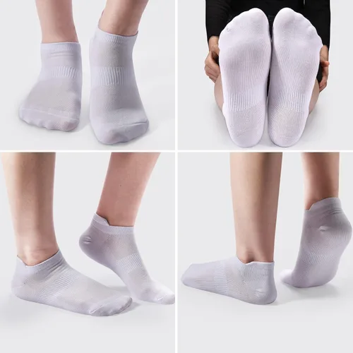 Vista 2 de ATBITER Calcetines de tobillo para mujer, delgados, atléticos, de corte bajo, con lengüeta en el talón, 6 pares 12 pares 4blanco+4negro+4gris