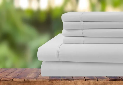 Vista 17 de Juego de ropa de cama de 6 piezas, juego de sábanas de algodón de 1000 hilos, bolsillo extra profundo de 28 pulgadas, tejido satinado nítido y Negro