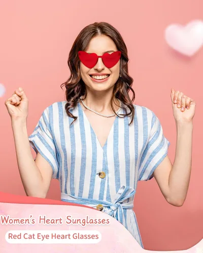 Vista 8 de Salfboy Gafas de sol de corazón para mujer, color caramelo, gafas de sol de despedida de soltera regalos de fiesta