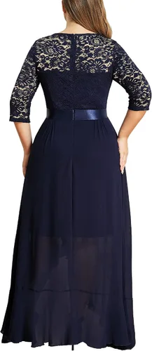 Vista 2 de Miusol Vestido largo de dama de honor de encaje floral con volantes y talla grande para mujer