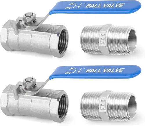 Vista 9 de TAISHER Kit de válvula de bola FNPT de 1 pulgada, acero inoxidable 304 con asas azules y pezón