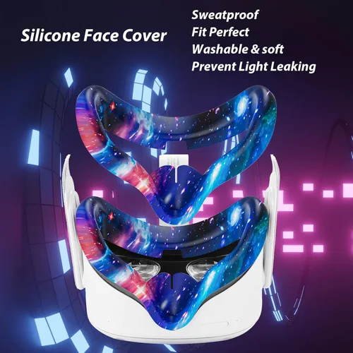 Vista 4 de Accessories Compatible with Oculus Quest 2 Silicone Touch Controller Grip Cover, Face Cover, Headset Shell Cover, Protective Lens Case, Disposable