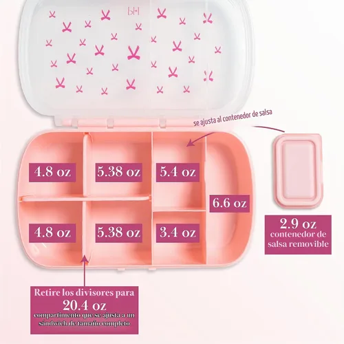 Vista 4 de Paris Hilton Paquete de 2 cajas de aperitivos estilo bento, contenedores de almuerzo de 7 compartimentos con soporte para teléfono integrado