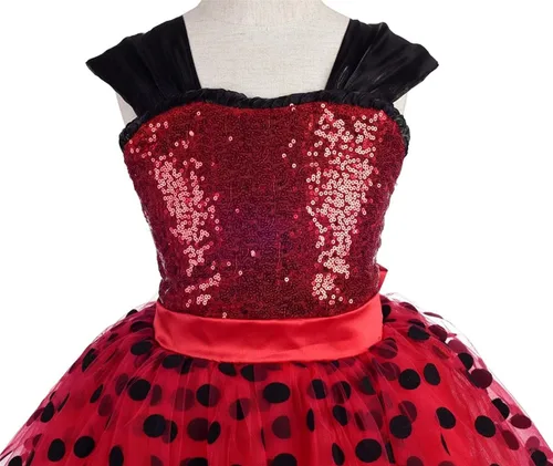Vista 4 de Dressy Daisy Disfraz de mariquita de lunares para niñas vestido tutú de Halloween Navidad vestidos de fiesta talla 2-8