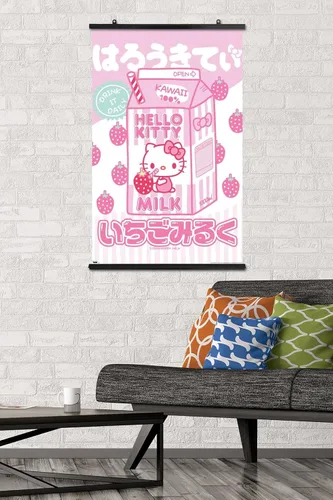 Vista 2 de Hello Kitty: 20 Kawaii Tokyo - Póster de pared con leche, 34 pulgadas de largo x 22.4 pulgadas de ancho, paquete de póster y clip premium Paquete