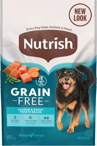 Vista 12 de Nutrish Alimento seco para perros con receta de salmón y batata sin granos, bolsa de 11.5 libras, el embalaje puede variar (Rachael Ray) Made with