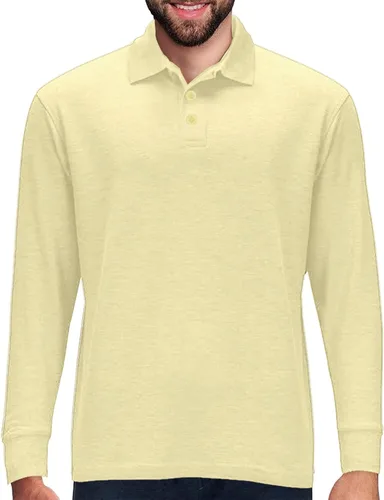 Vista 14 de Camisa estilo Polo de manga larga Premium Wear para hombre, camisa de golf de mezcla de algodón con cuello, solapa de 3 botones, resistente a