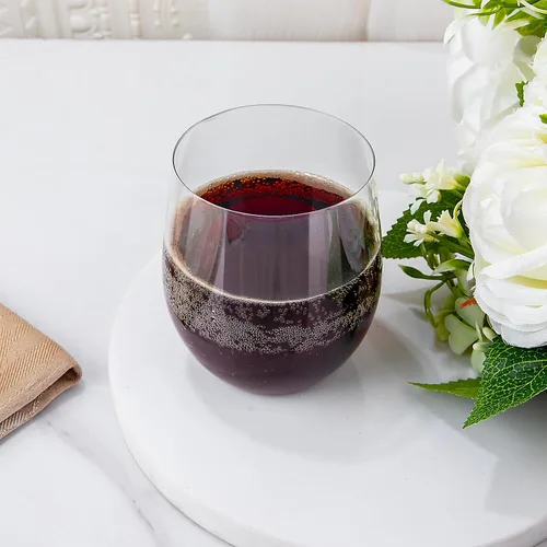 Vista 4 de SUT Copas de vino desechables sin tallo, copas de vino irrompibles de 12 onzas, inastillables, reciclables, copas de vino de plástico resistentes