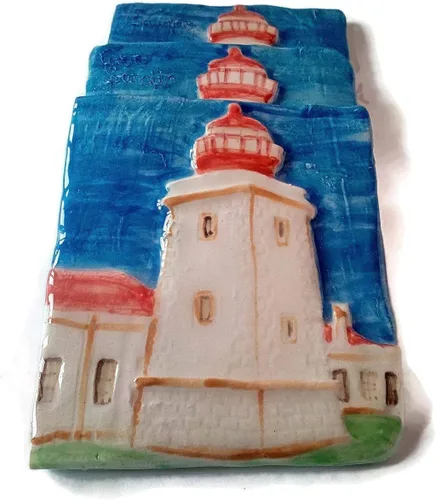 Vista 3 de Azulejo de faro de cerámica portugués hecho a mano