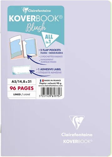 Vista 15 de Clairefontaine - Ref 961778C - Cuaderno con grapas Koverbook Blush (48 hojas) - Tamaño A5, regla rayada, papel de vitela cepillado de 3.17 oz/m²