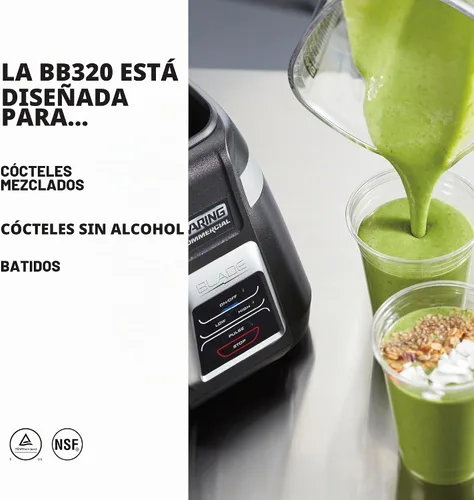 Vista 2 de Licuadora Waring Comercial BB320 de 1 HP, controles de interruptor de palanca con función de pulso, recipiente apilable de 48 onzas sin BPA