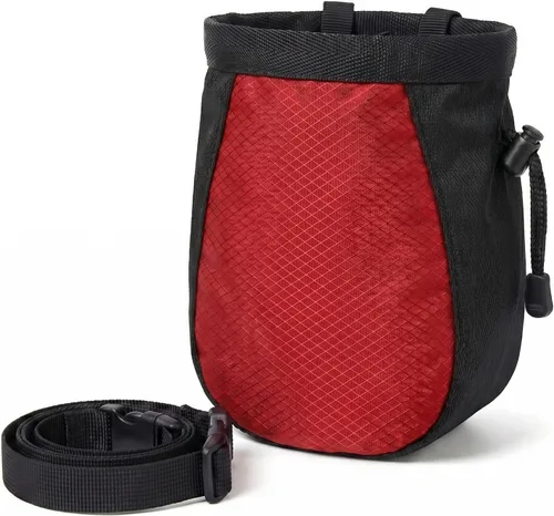 Vista 9 de Bolsa de tiza de escalada - Bolsa de tiza negra ajustable para equipos de escalada en roca