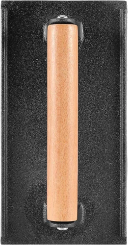 Vista 3 de Prensa rectangular de hierro fundido para parrilla, paquete de 3 prensas de carne de carne resistente de 4 x 8 pulgadas con mango de madera