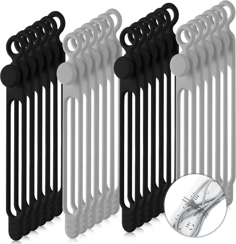 Vista 10 de Nuanchu 40 bridas de silicona reutilizables, correas ajustables, organizador de cables de carga multiusos para sujetar cables de carga