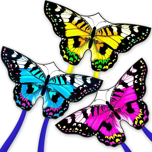Vista 11 de Mariposa infantil para principiantes, enrollador de alambre de 33 pies, fácil de volar, para viajes a la playa y actividades al aire libre