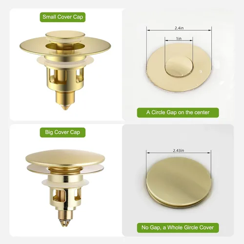 Vista 4 de Colador universal de drenaje para lavabo de baño, mejorado con cesta de filtro de acero inoxidable extraíble, tapón desplegable 2 en 1 para orificio