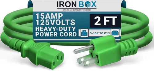 Vista 41 de IronBox Electric - Cable de Alimentación de Servicio Pesado 5-15P a C13 - Cable PC SJT 14/3 de 3 Clavijas 15A 125V - Cable para Computadora