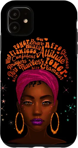 Vista 6 de iPhone 12 mini - Funda de melanina para mujer, color negro, color marrón, para niñas y mujeres