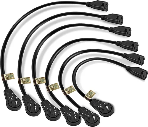 Vista 9 de Nekteck Cable de extensión giratorio de 360°, enchufe plano 14AWG de 1 pie