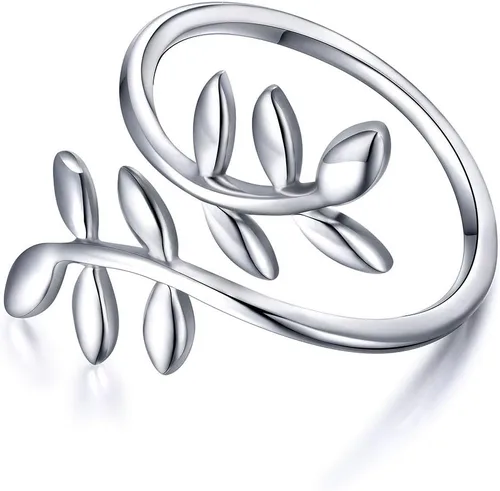 Vista 7 de DAOCHONG Anillo Abierto Ajustable Envolvente de Plata Esterlina S925 para Mujer Sencillo