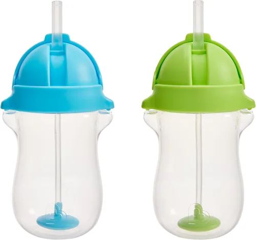 Vista 13 de Munchkin Vasos de pajita con peso para niños pequeños con tapa de clic, 10 onzas, paquete de 2, azul/verde