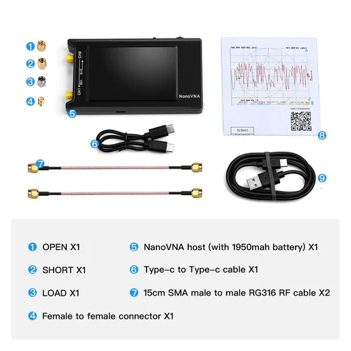 Vista 7 de Spectrum Analyzer, 10k-1.5GHz NanoVNA NanoVNA-F VNA HF VHF UHF Vector Network Antenna Analyzer + 4.3 Inch IPS LCD + Metal Case V4.2 Version