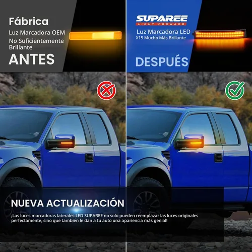 Vista 3 de SUPAREE - Luces de espejo lateral LED Switchback para Ford F150 2009-2014 2010-2014 Raptor Sequential Amber Signal Lights Smoked Lens Aftermarket