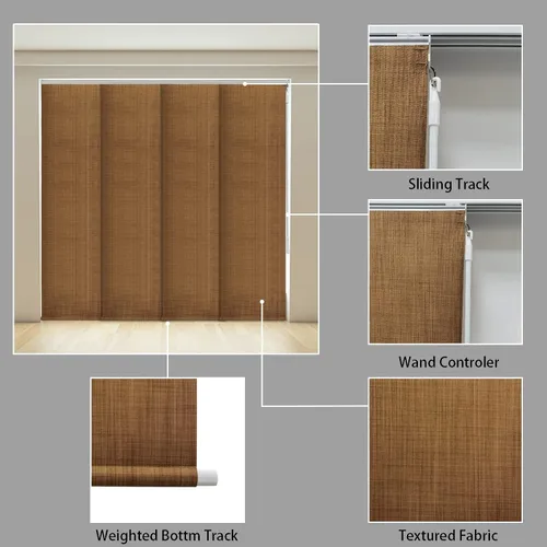 Vista 5 de LETAU - Persianas sin cordones con riel, paneles deslizantes, 100% opacas, hechas a medida, persianas verticales para puertas corredizas, ventanas