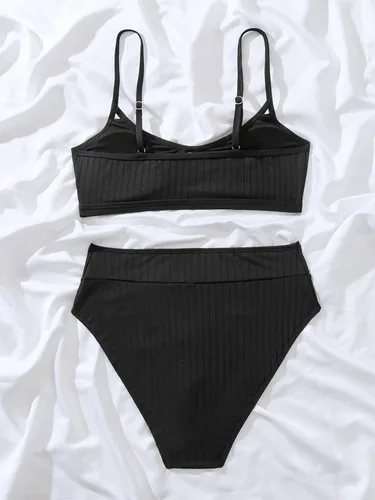 Vista 4 de Cozyease Conjunto de bikini de 2 piezas para mujer, con corte frontal y cintura alta