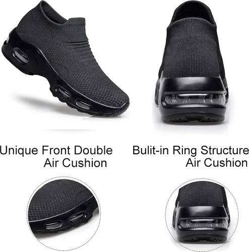 Vista 6 de YHOON - Zapatos deportivos para caminar para mujer, sin cordones, para enfermería, trabajo, con cámara de aire, de malla, informales, para correr