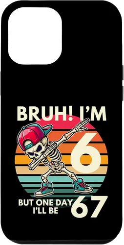 Vista 25 de Bruh I'm 6 But One-Day I'll Be 67 Retro 6th Birthday Kids Case for iPhone XR