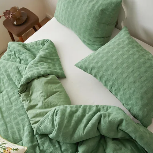 Vista 8 de Simple&Opulence Juego de edredón 100% algodón tejido gofre, juego de ropa de cama de 3 piezas (1 edredón y 2 fundas de almohada), ligero, suave