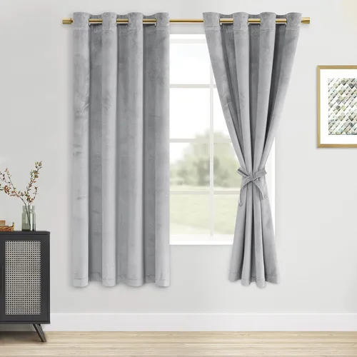 Vista 84 de DWCN - Juego de 2 paneles de cortina de terciopelo con ojales negros, tratamiento de ventanas con aislamiento térmico, apilables, decoración moderna