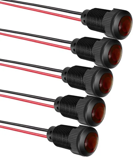 Vista 13 de Gebildet 5 piezas de luz piloto indicadora LED de plástico AC/DC 12-24V, tamaño del orificio de montaje 12 mm (rojo/naranja/azul/verde/blanco)