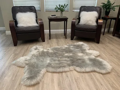 Vista 12 de LAMBZY Alfombra rectangular de piel de oveja sintética, súper suave, hipoalergénica, de felpa, lujosa alfombra de felpa sedosa para dormitorio, sala
