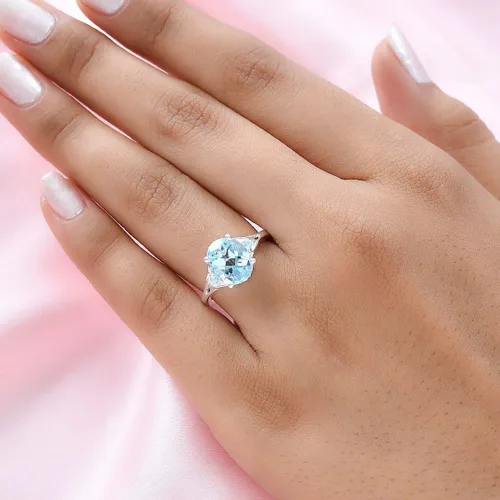 Vista 6 de Compra hermosos anillos de compromiso LC para mujer, piedra de topacio azul, plata de ley 925, piedra natal de amor, Metal, Topacio