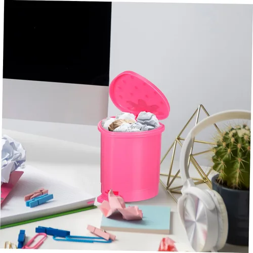 Vista 5 de NUOBESTY Mini papelera de escritorio pequeña con tapa pequeña
