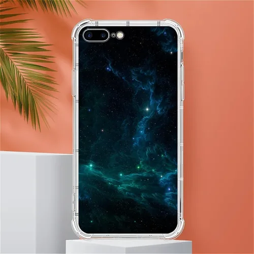 Vista 5 de CARLOCA Funda compatible con iPhone 7 Plus para niña, transparente con increíble diseño de nebulosa espacial, diseño de plástico a prueba de golpes