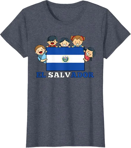 Vista 59 de Camiseta salvadoreña del Mes de la Herencia Hispana con la bandera de El Salvador para niños, Negro