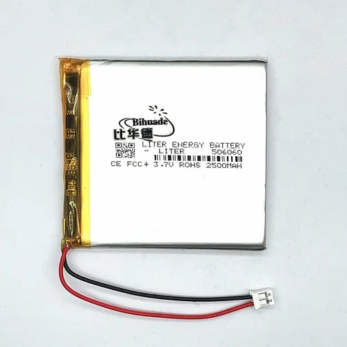 Vista 3 de Bihuade 3.7V Lipo Batería 2500mAh 506060 Batería recargable de polímero de iones de litio con conector JST